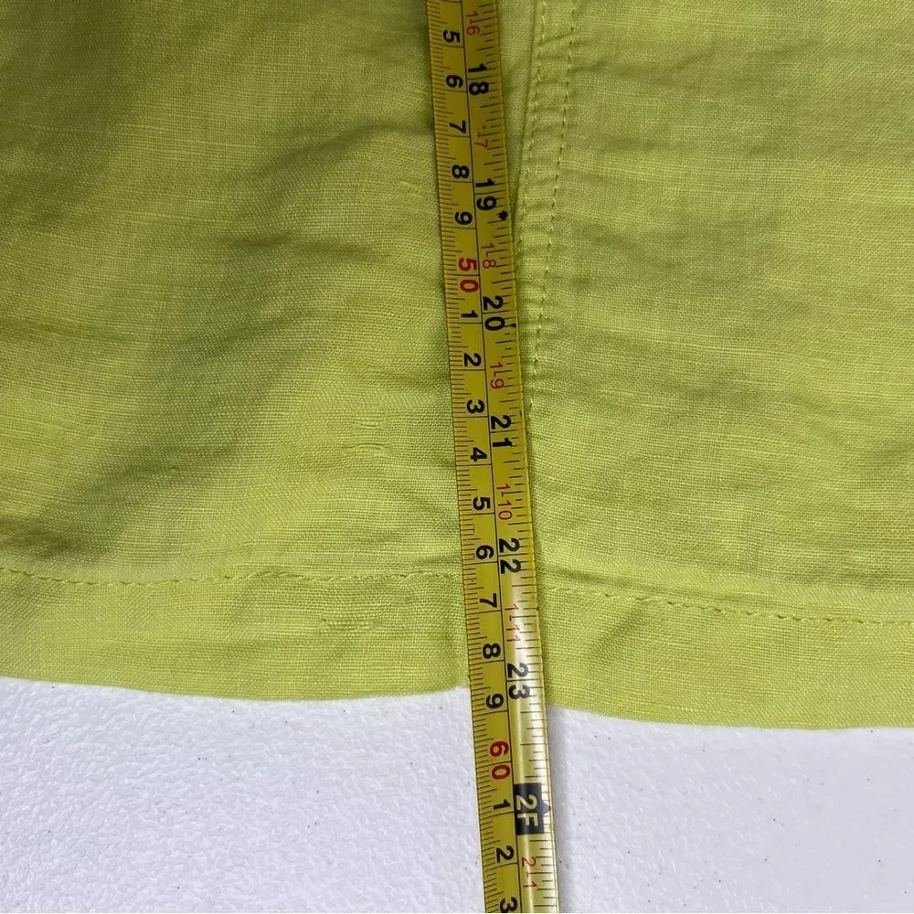 Chicos Drape Front Easy Linen Jacket Chartreuse Roll Tab Sleeve Women Size Large